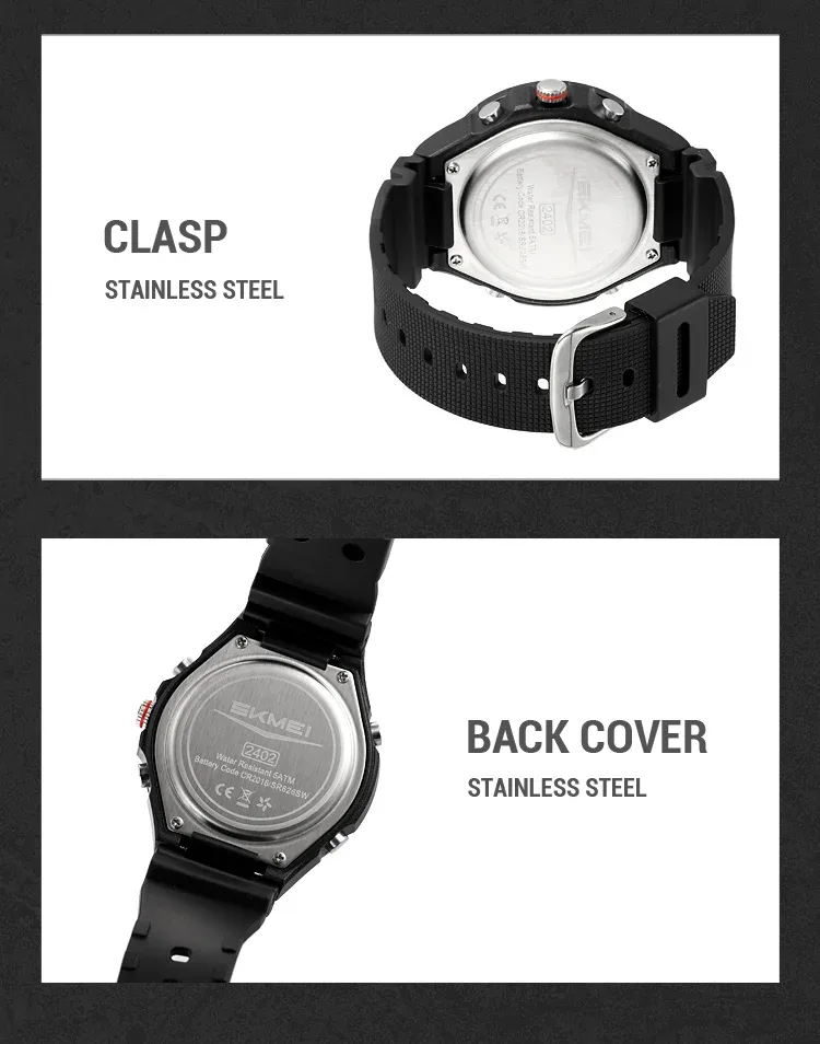 SKMEI Large Dial Digital Electronic Watch Fashion Business Quartz Watches For Men 5Bar Waterproof Quartz Wristwatch Reloj Hombre