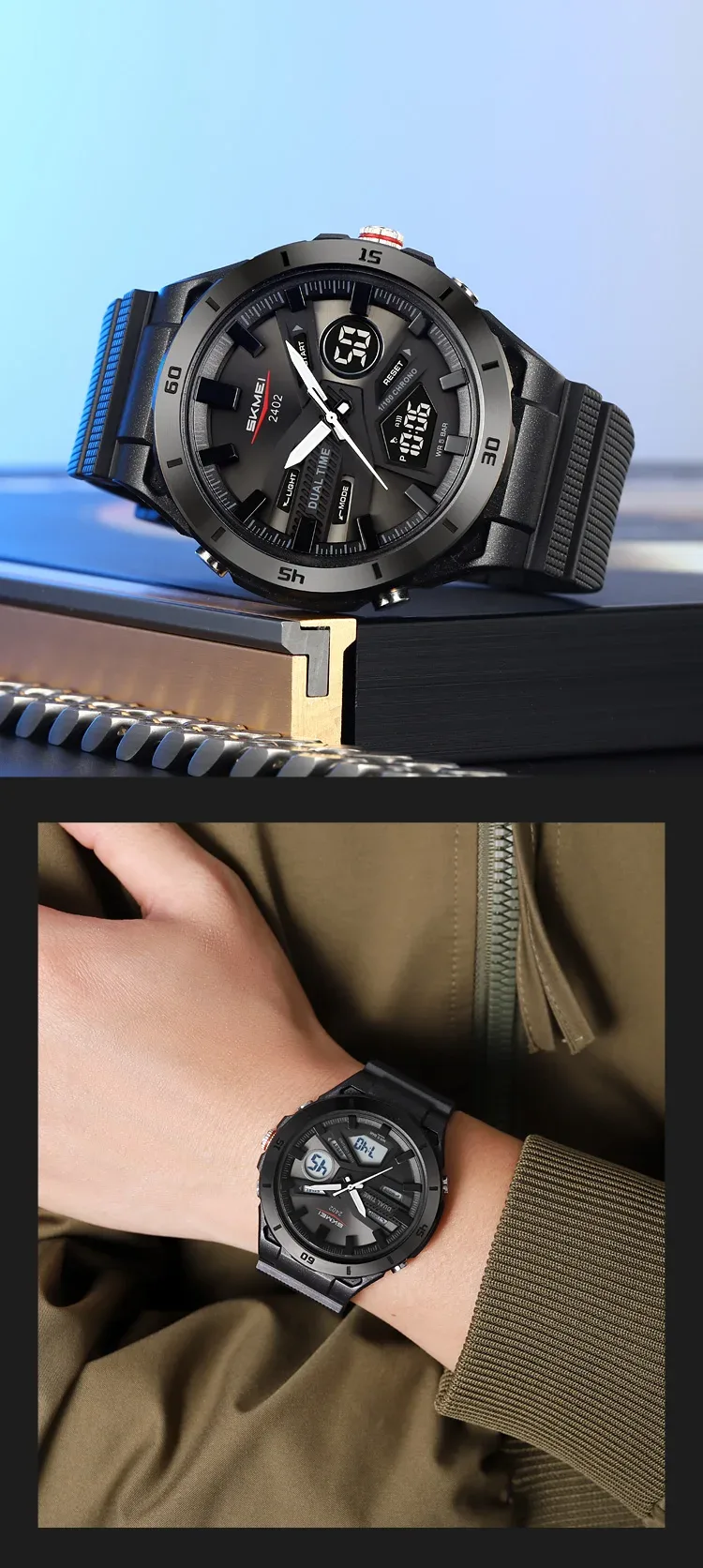 SKMEI Large Dial Digital Electronic Watch Fashion Business Quartz Watches For Men 5Bar Waterproof Quartz Wristwatch Reloj Hombre