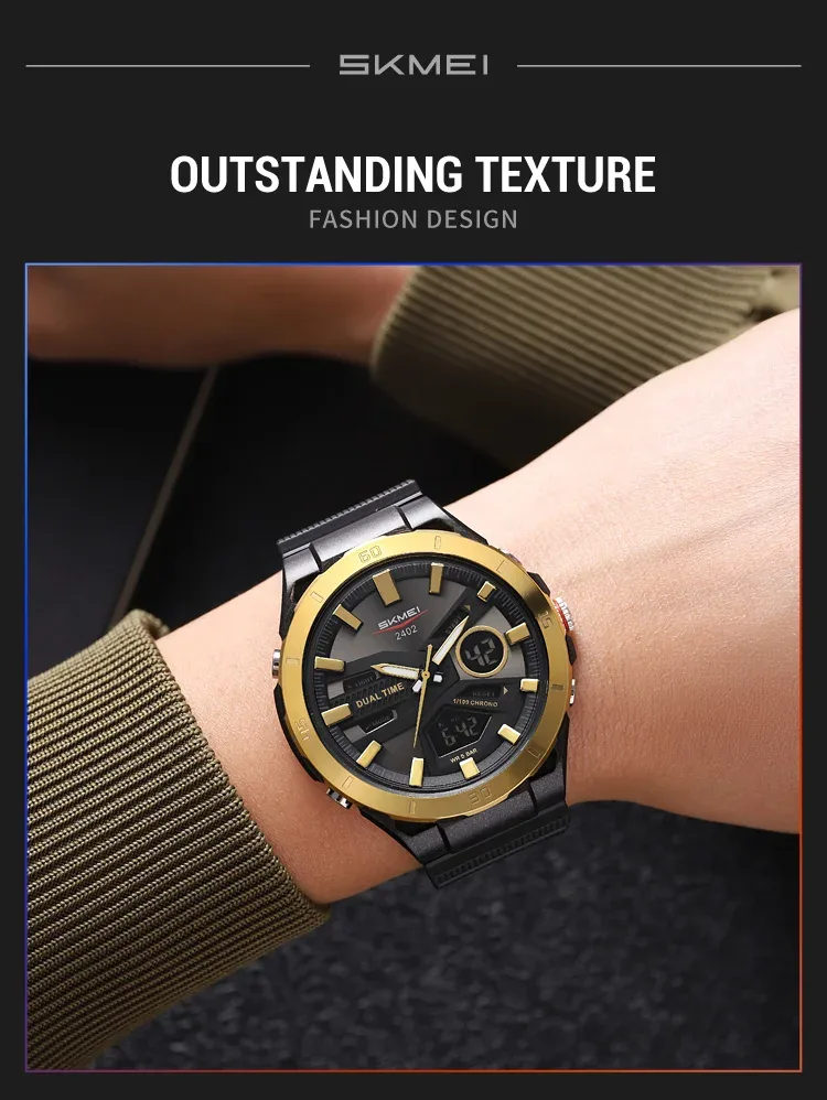 SKMEI Large Dial Digital Electronic Watch Fashion Business Quartz Watches For Men 5Bar Waterproof Quartz Wristwatch Reloj Hombre
