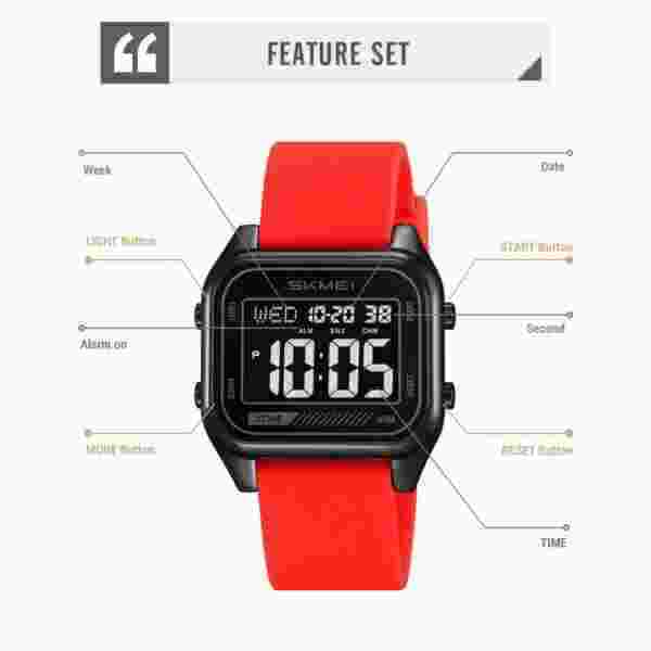 SKMEI 2496 Dual Time Digital Sports Watch for Men, Multifunctional with 30M Water Resistance - Image 5