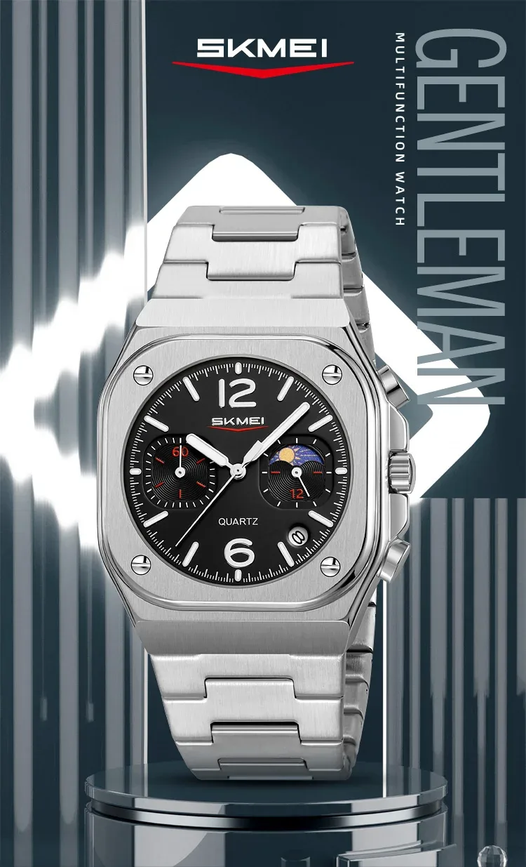 SKMEI Stainless Steel Strip Watches Fashion Business Time Date Quartz Watch For Men Women Waterproof Stopwatch Quartz Wristwatch