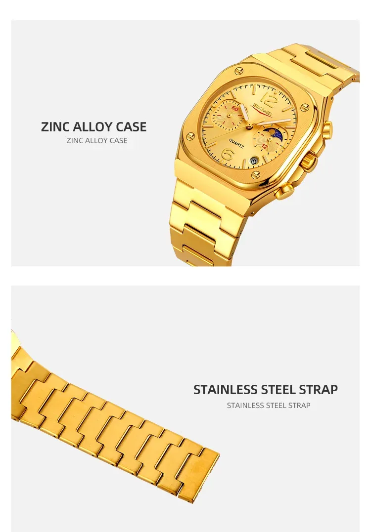 SKMEI Stainless Steel Strip Watches Fashion Business Time Date Quartz Watch For Men Women Waterproof Stopwatch Quartz Wristwatch