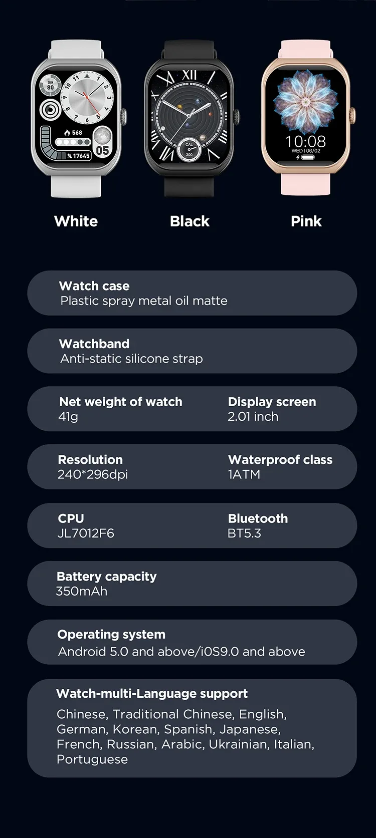SKMEI Smartwatch 2.01'' TFT Display 123 Sports Modes Voice Calling Smart Watch For Men Women Military Wristwatch For Android IOS