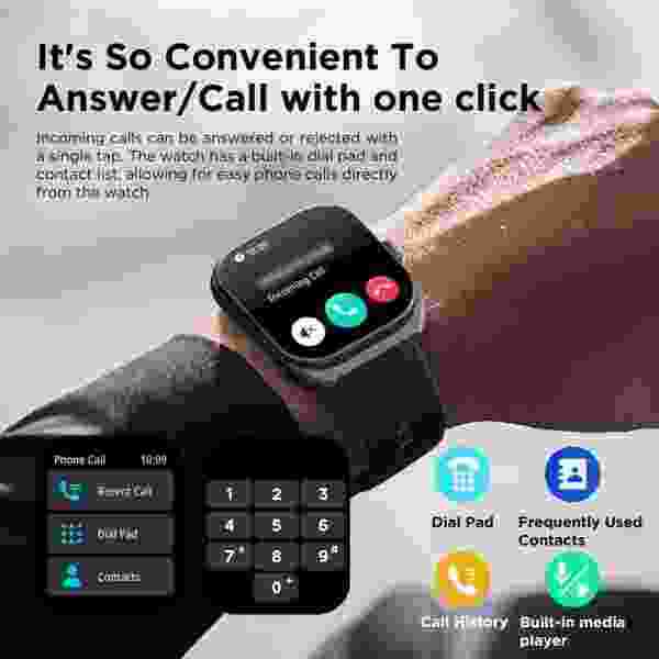 BOZLUN 2.01-Inch Curved Screen Smartwatch with Bluetooth Calling & 123 Sports Modes (CAL XII) - Image 4