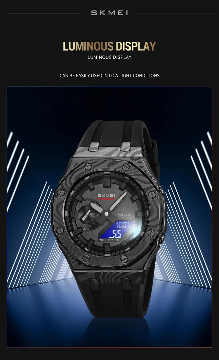 SKMEI Daylight Saving Time Digital Watch Sports Quartz Watch For Men Women Waterproof Electronic Wristwatch 5 Alarm Reloj Hombre