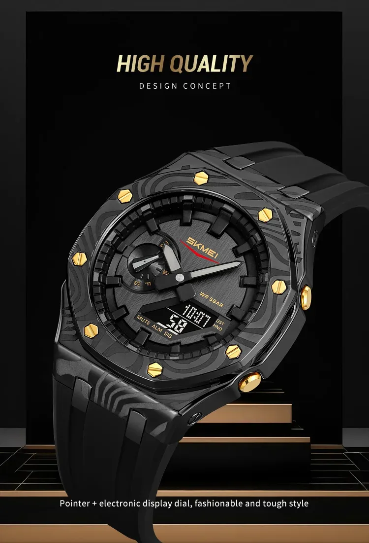 SKMEI Daylight Saving Time Digital Watch Sports Quartz Watch For Men Women Waterproof Electronic Wristwatch 5 Alarm Reloj Hombre