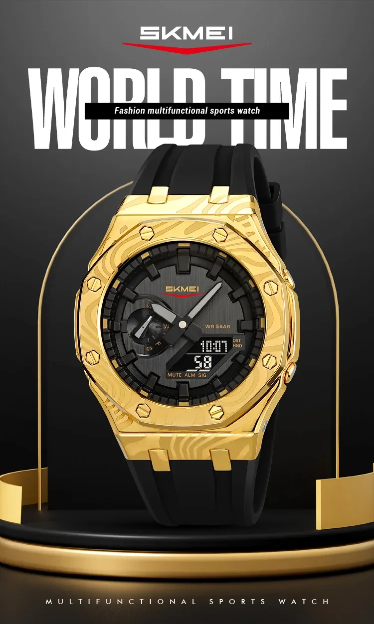 SKMEI Daylight Saving Time Digital Watch Sports Quartz Watch For Men Women Waterproof Electronic Wristwatch 5 Alarm Reloj Hombre