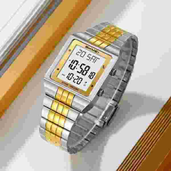 SKMEI 2335 Digital Multifunction Watch with Stainless Steel Band (30M Water Resistant) - Image 2
