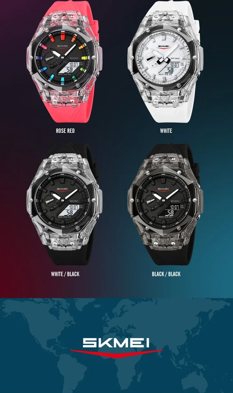 SKMEI 5 Alarm Digital Watch Sports Quartz Watch For Men Women Waterproof Daylight Saving Time Electronic Wristwatch Reloj Hombre