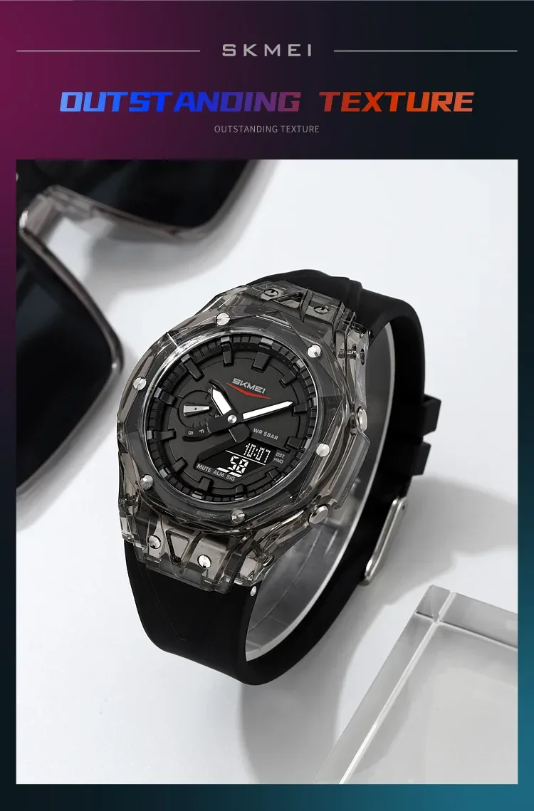 SKMEI 5 Alarm Digital Watch Sports Quartz Watch For Men Women Waterproof Daylight Saving Time Electronic Wristwatch Reloj Hombre