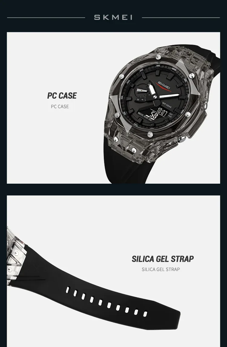 SKMEI 5 Alarm Digital Watch Sports Quartz Watch For Men Women Waterproof Daylight Saving Time Electronic Wristwatch Reloj Hombre