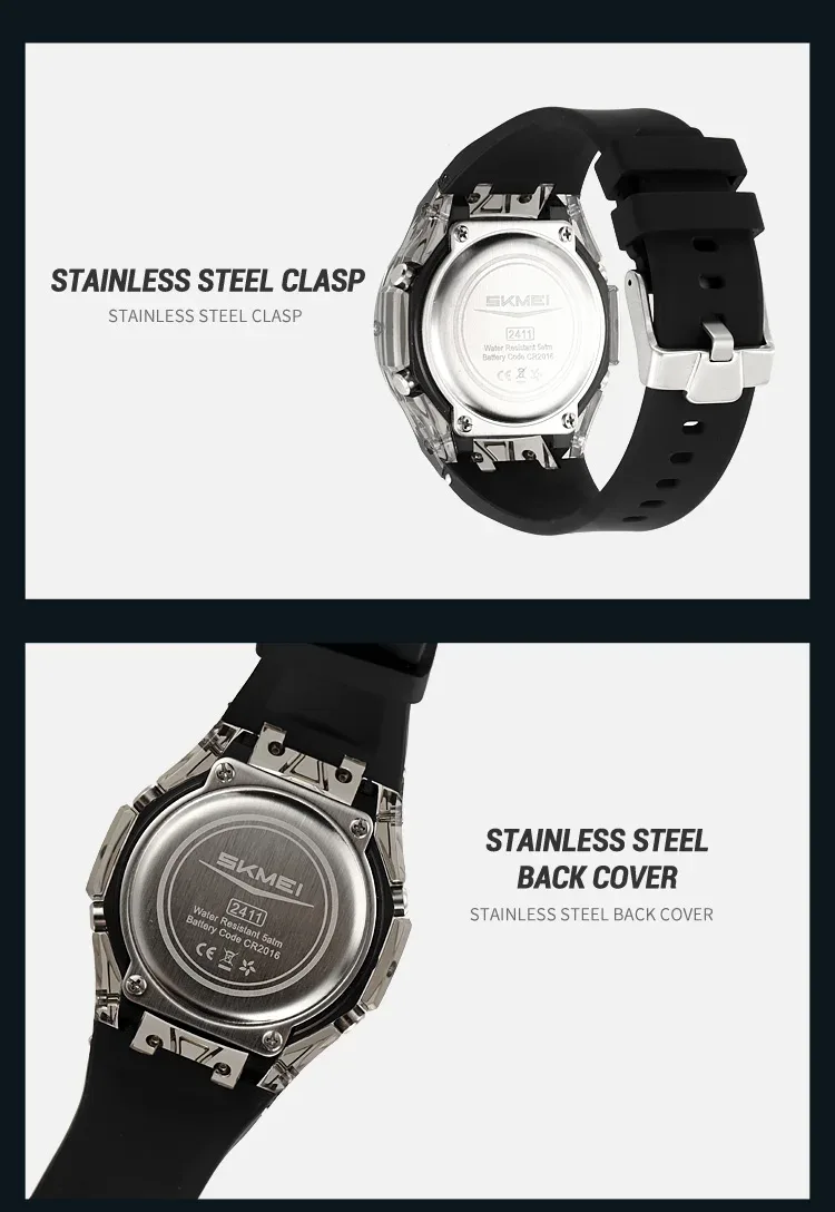 SKMEI 5 Alarm Digital Watch Sports Quartz Watch For Men Women Waterproof Daylight Saving Time Electronic Wristwatch Reloj Hombre