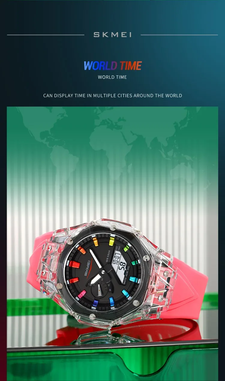 SKMEI 5 Alarm Digital Watch Sports Quartz Watch For Men Women Waterproof Daylight Saving Time Electronic Wristwatch Reloj Hombre