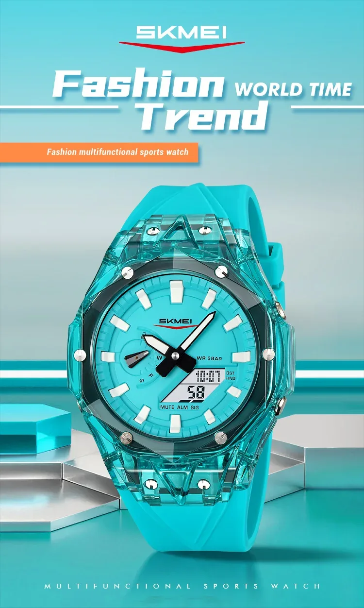 SKMEI 5 Alarm Digital Watch Sports Quartz Watch For Men Women Waterproof Daylight Saving Time Electronic Wristwatch Reloj Hombre