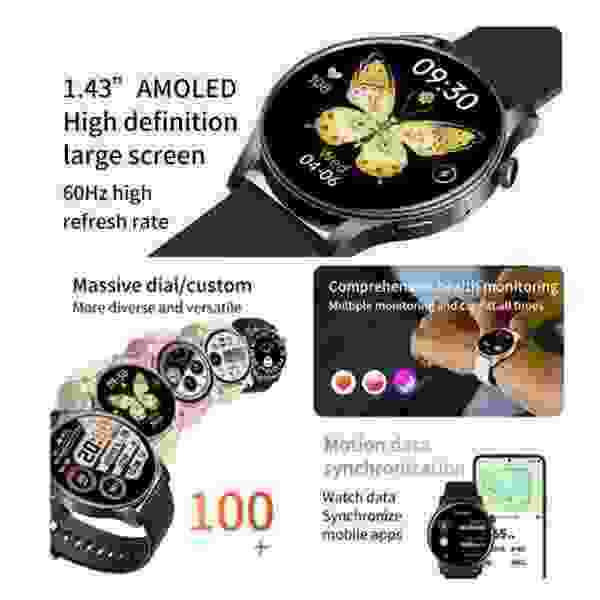 B55S Smart Watch with Bluetooth Calling, 1.43" AMOLED Screen, and Health Monitoring - Image 5