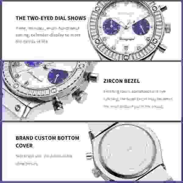 SKMEI Analog Quartz Watch for Women with Zircon Accents and Luminous Hands (KM-7081) - Image 4