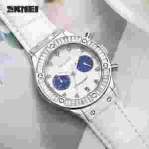 SKMEI Analog Quartz Watch for Women with Zircon Accents and Luminous Hands (KM-7081)
