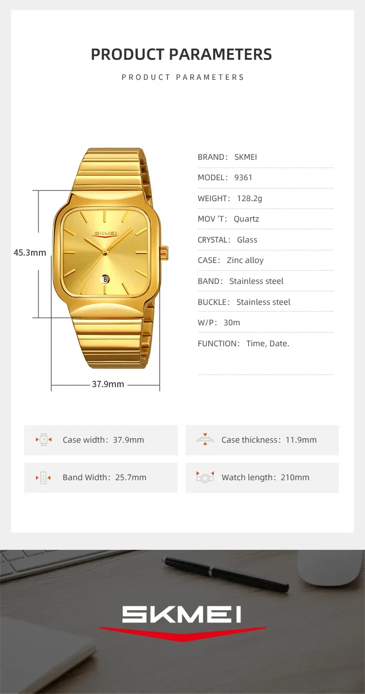 SKMEI Business Movement Quartz Watches For Men Women Fashion Luxury Design 3Bar Waterproof Time Clock Wristwatches Reloj Hombre