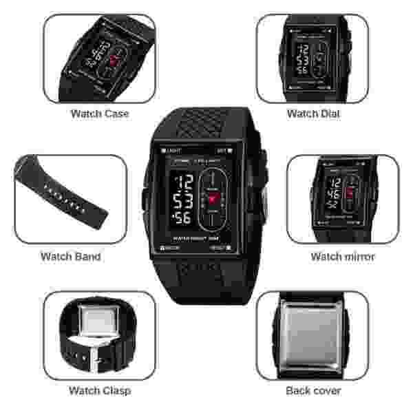 SKMEI 2213 Digital Sports Watch with LED Light, 30M Water Resistant - Image 4