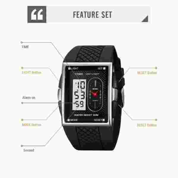 SKMEI 2213 Digital Sports Watch with LED Light, 30M Water Resistant - Image 5