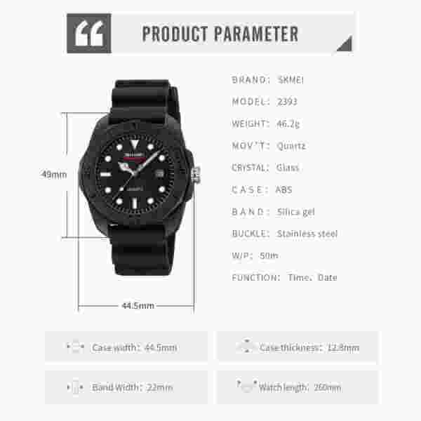 SKMEI 2393 Sports Quartz Watch for Men with Date Display (Multiple Colors) - Image 6