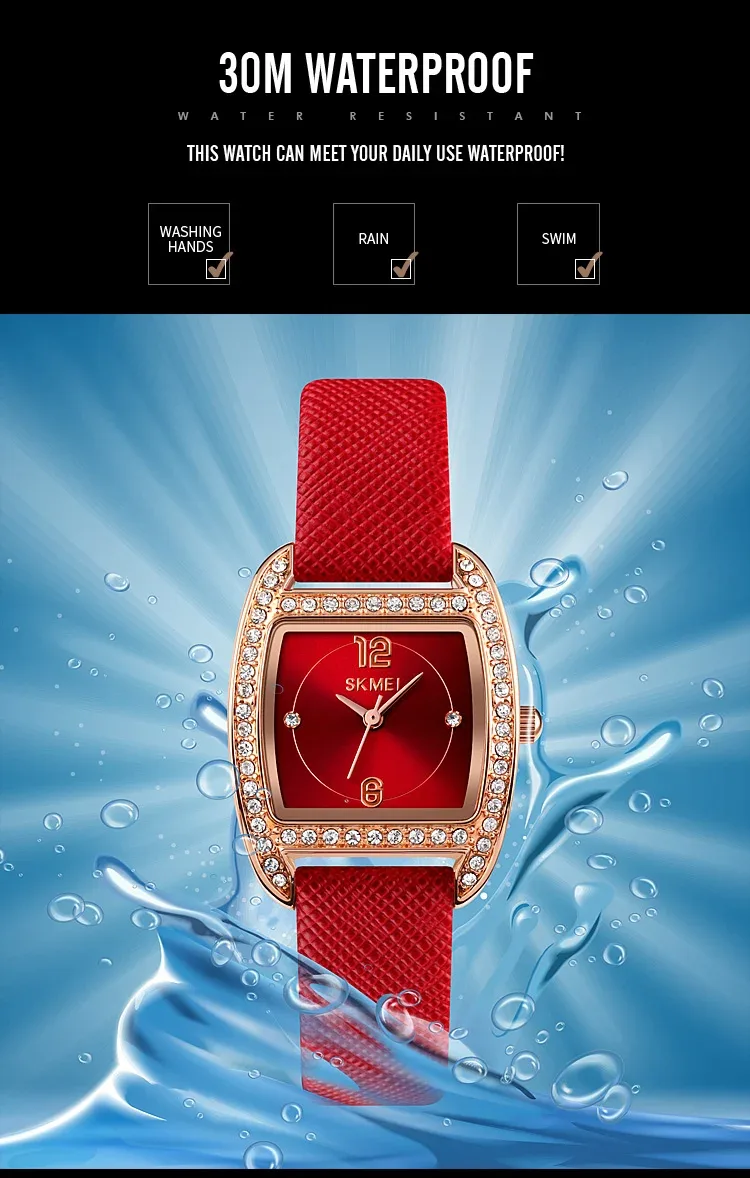 SKMEI Elegant Design Movement Quartz Watches For Women Casual Ladies Wristwatches Female Clock Waterproof Watch Relogio Feminino