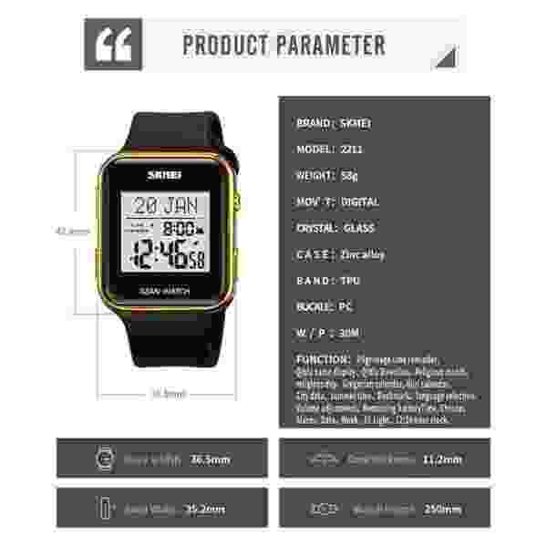 SKMEI 2211 Muslim Digital Watch For Men Women Led Light Display Watches Pilgrimage Time Reminder Qibla Direction Function Wristwatch - Image 6