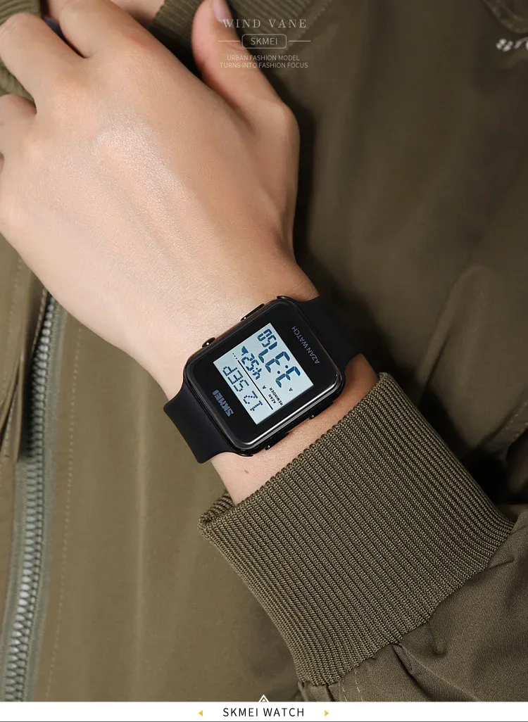 SKMEI Muslim Digital Watch For Men Women Led Light Display Watches Pilgrimage Time Reminder Qibla Direction Function Wristwatch