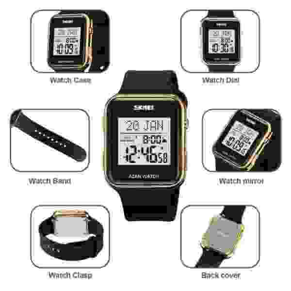 SKMEI 2211 Muslim Digital Watch For Men Women Led Light Display Watches Pilgrimage Time Reminder Qibla Direction Function Wristwatch - Image 4