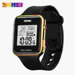 SKMEI 2211 Muslim Digital Watch For Men Women Led Light Display Watches Pilgrimage Time Reminder Qibla Direction Function Wristwatch