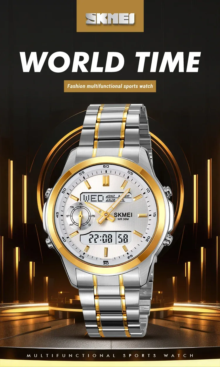 SKMEI Digital Electronic Watch Sports Stainless Steel Watches For Men Women Waterproof Daylight Saving Time Quartz Wristwatches