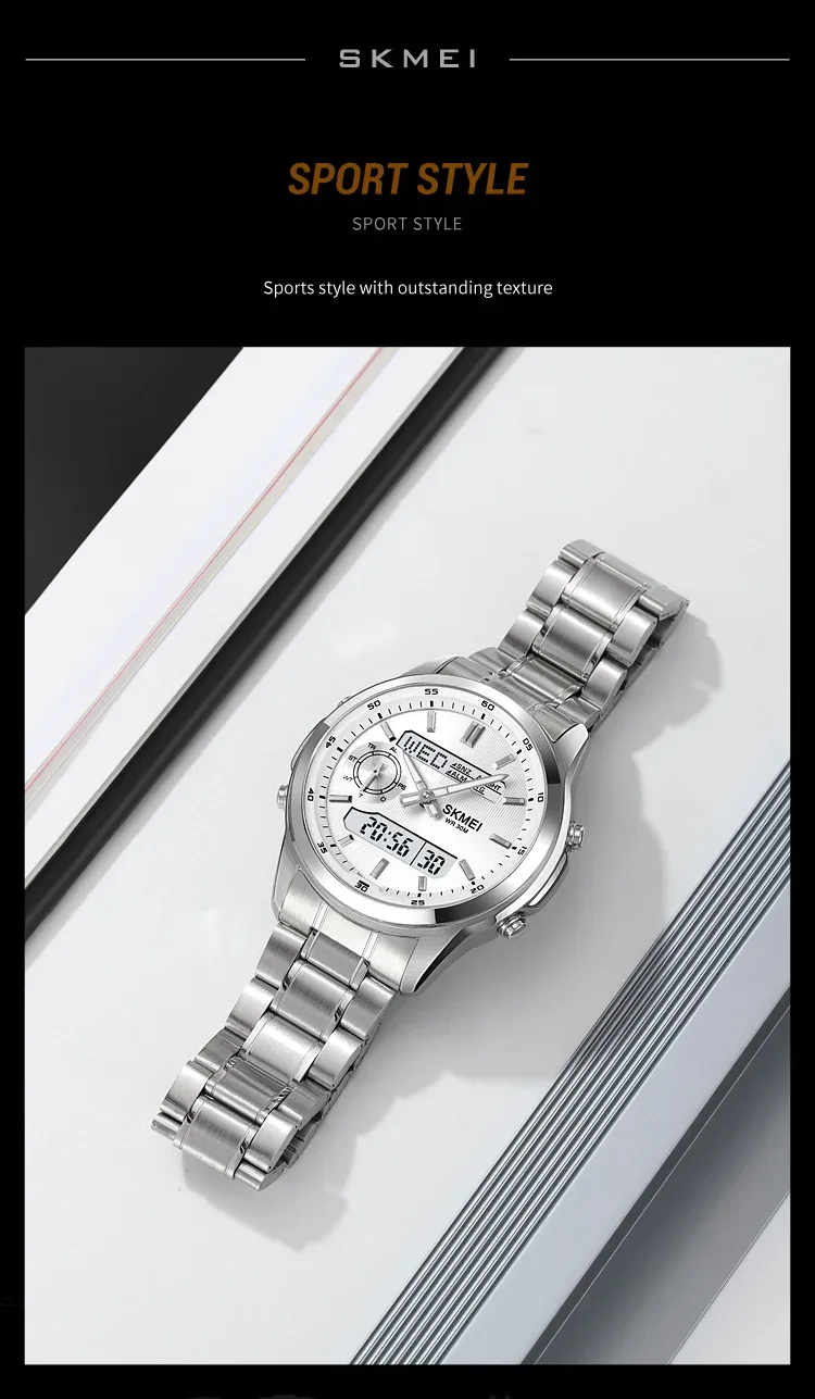 SKMEI Digital Electronic Watch Sports Stainless Steel Watches For Men Women Waterproof Daylight Saving Time Quartz Wristwatches