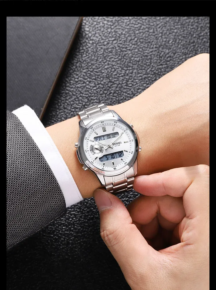 SKMEI Digital Electronic Watch Sports Stainless Steel Watches For Men Women Waterproof Daylight Saving Time Quartz Wristwatches