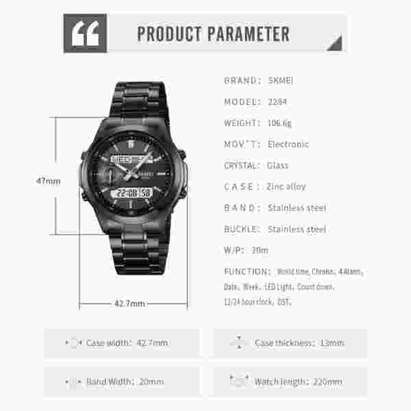 SKMEI 2284 World Time Multifunction Sports Watch for Men - Image 6