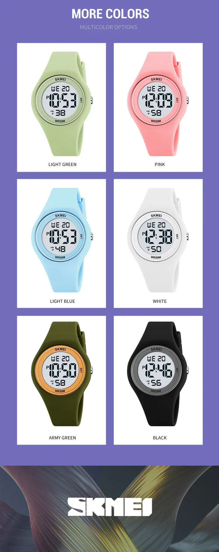 SKMEI Youth Outdoor Digital Countdown Sports Watch For Men Women Student 5Bar Waterproof Stopwatch Wristwatch Alarm Reloj Hombre
