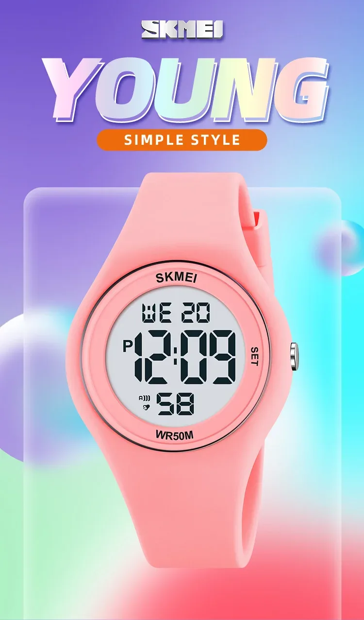 SKMEI Youth Outdoor Digital Countdown Sports Watch For Men Women Student 5Bar Waterproof Stopwatch Wristwatch Alarm Reloj Hombre