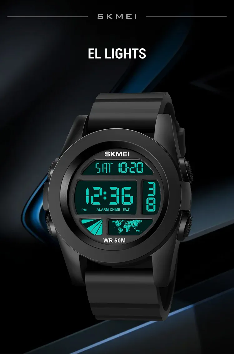 SKMEI New LED Light Electronic Wristwatches For Men 5Bar Waterproof Male Sport Watch Countdown Alarm Clock reloj hombre 1906
