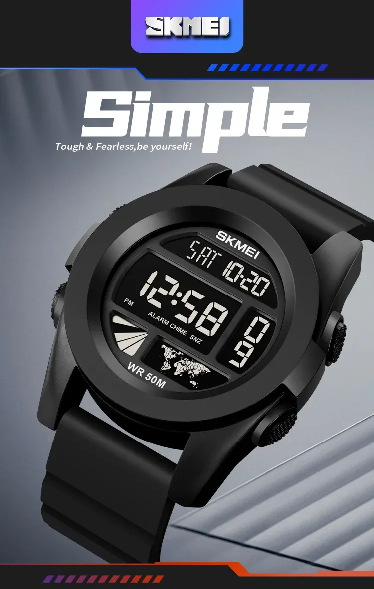 SKMEI New LED Light Electronic Wristwatches For Men 5Bar Waterproof Male Sport Watch Countdown Alarm Clock reloj hombre 1906