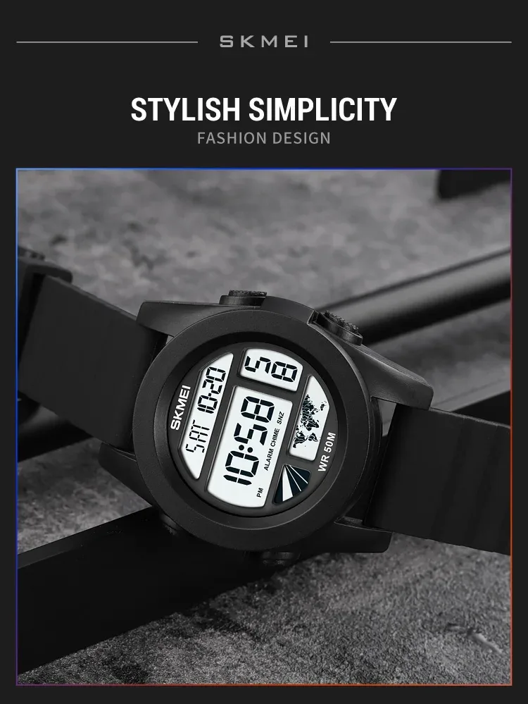 SKMEI New LED Light Electronic Wristwatches For Men 5Bar Waterproof Male Sport Watch Countdown Alarm Clock reloj hombre 1906