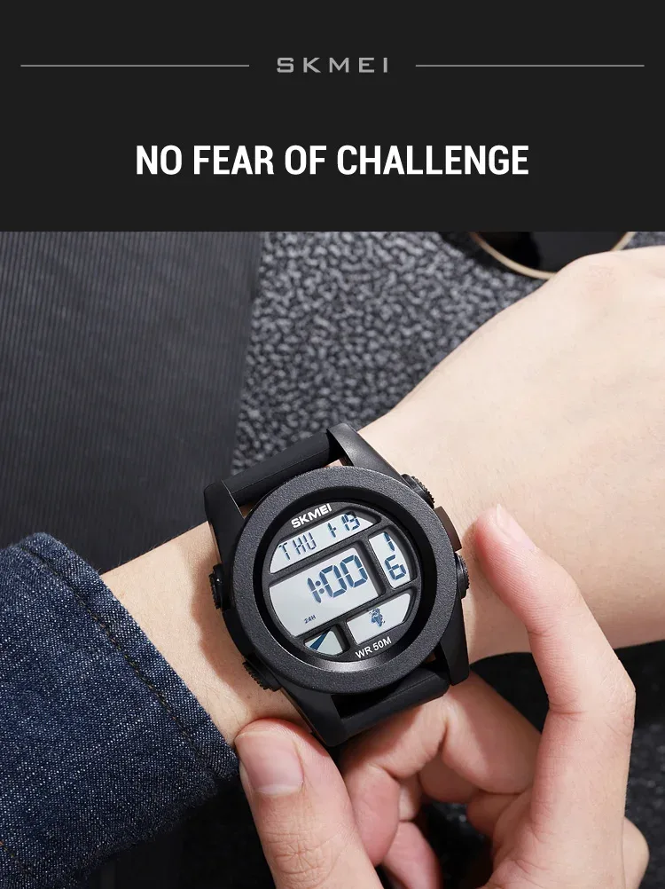 SKMEI New LED Light Electronic Wristwatches For Men 5Bar Waterproof Male Sport Watch Countdown Alarm Clock reloj hombre 1906