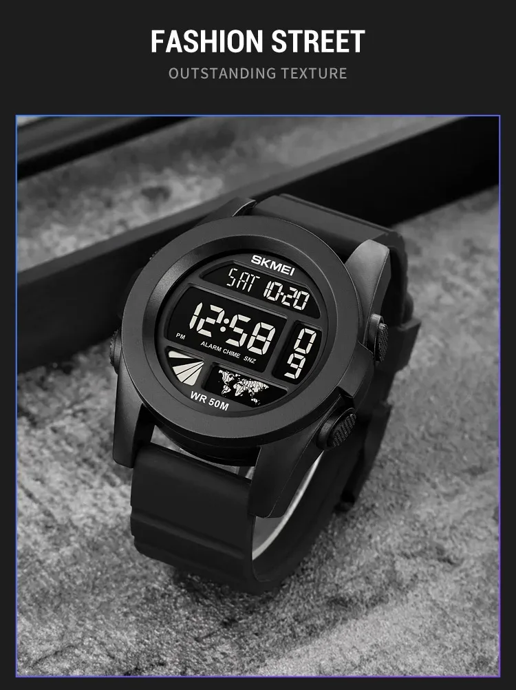 SKMEI New LED Light Electronic Wristwatches For Men 5Bar Waterproof Male Sport Watch Countdown Alarm Clock reloj hombre 1906