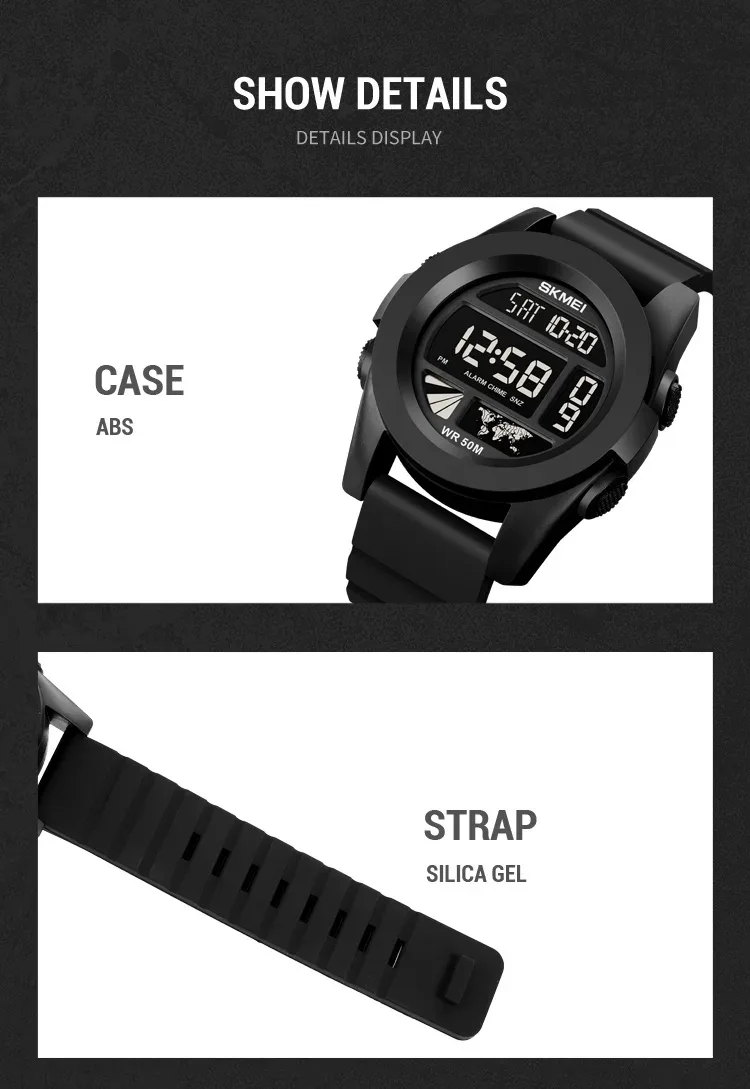 SKMEI New LED Light Electronic Wristwatches For Men 5Bar Waterproof Male Sport Watch Countdown Alarm Clock reloj hombre 1906