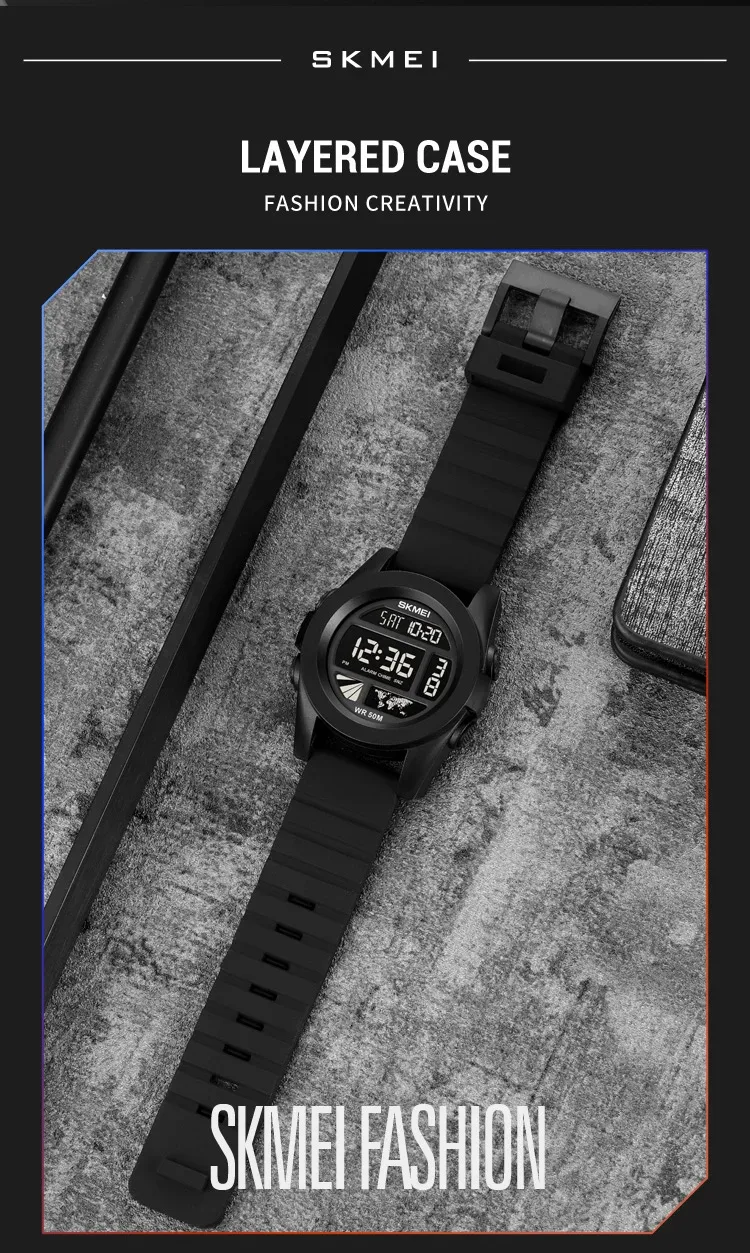 SKMEI New LED Light Electronic Wristwatches For Men 5Bar Waterproof Male Sport Watch Countdown Alarm Clock reloj hombre 1906