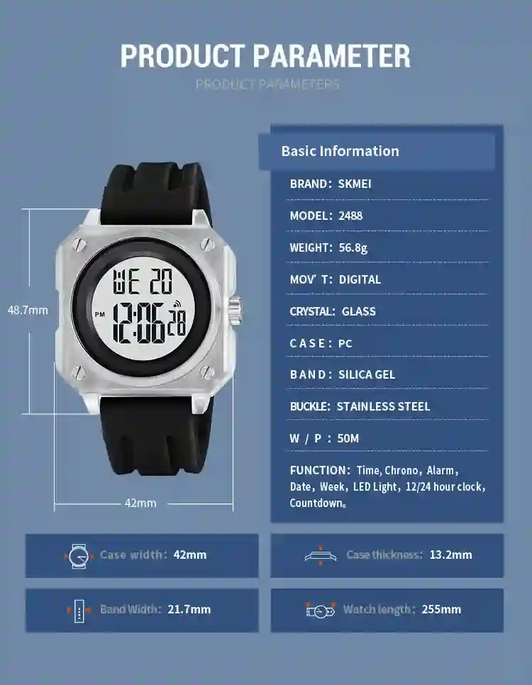 SKMEI Sport Digital Watches For Men Women Casual Week Electronics Watch Fashion EL Light Waterproof Wristwatch Relogio Masculino