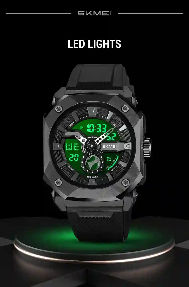 SKMEI Multifunctional 3 Time LED Light Digital Sports Watch For Men Countdown Wristwatches 5Bar Waterproof Watches reloj hombre