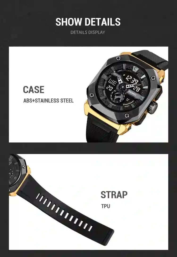 SKMEI Multifunctional 3 Time LED Light Digital Sports Watch For Men Countdown Wristwatches 5Bar Waterproof Watches reloj hombre