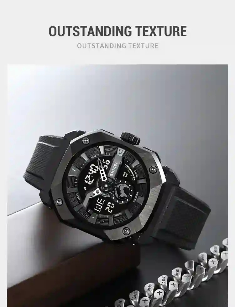 SKMEI Multifunctional 3 Time LED Light Digital Sports Watch For Men Countdown Wristwatches 5Bar Waterproof Watches reloj hombre