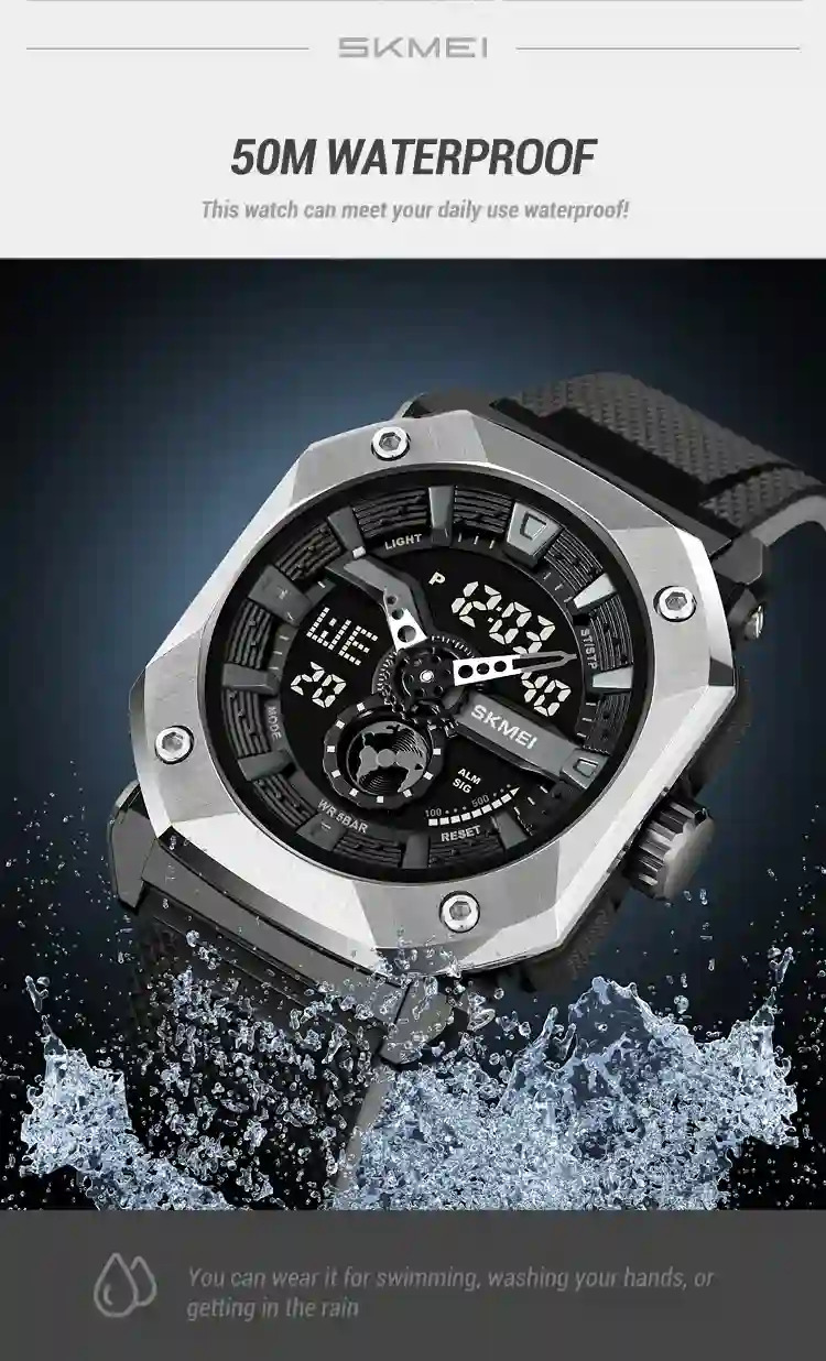 SKMEI Multifunctional 3 Time LED Light Digital Sports Watch For Men Countdown Wristwatches 5Bar Waterproof Watches reloj hombre