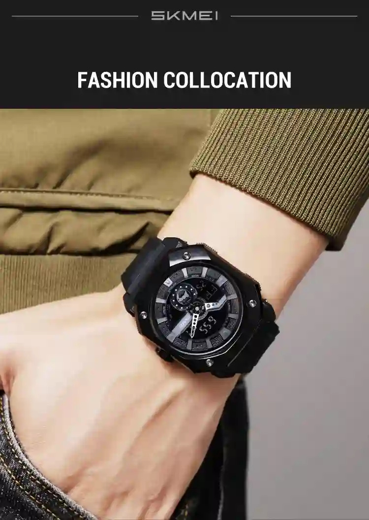 SKMEI Multifunctional 3 Time LED Light Digital Sports Watch For Men Countdown Wristwatches 5Bar Waterproof Watches reloj hombre