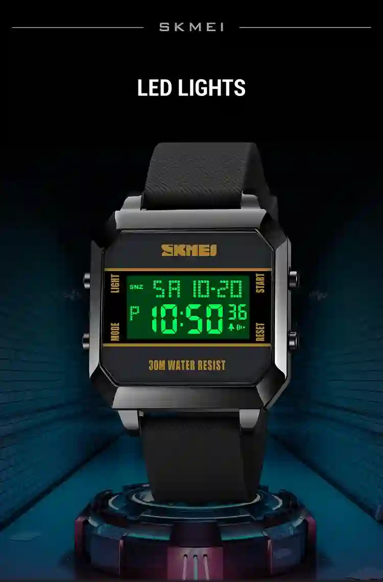 SKMEI 3Bar Waterproof LED Light Countdown Digital Wristwatch For Men Fashion Sport Watches Electronic Clock Watch reloj hombre